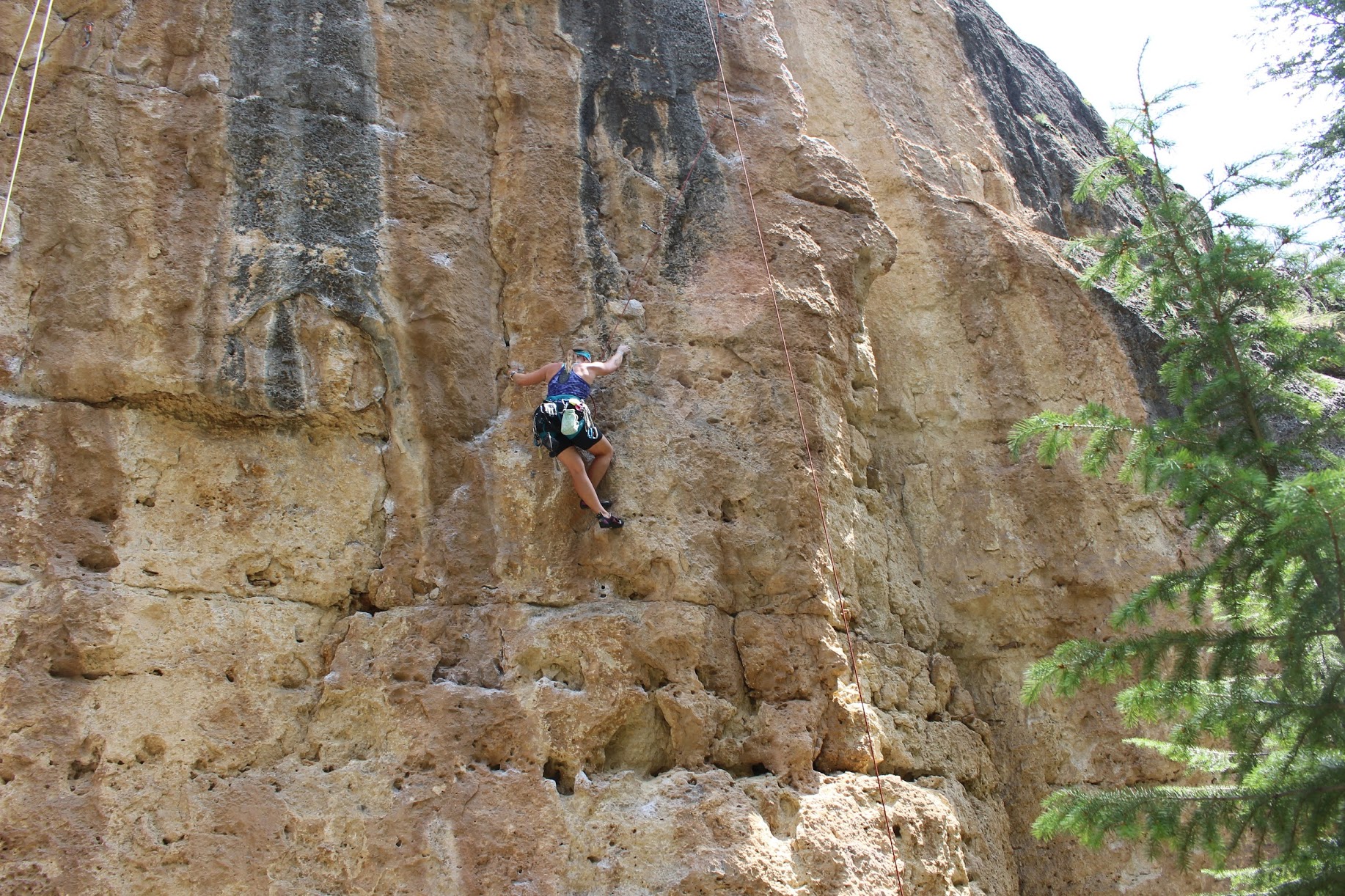 Jamie traversing Step Right This Way (5.10c)